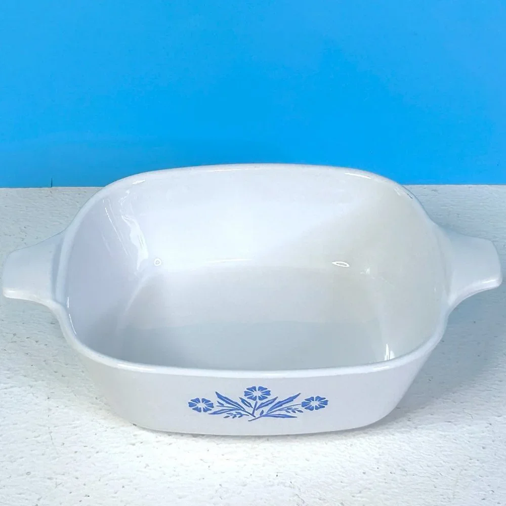 Vintage Corning (P-41-B) 1 3/4 Cup Blue Cornflower Casserole Dish Lot‎ of 2